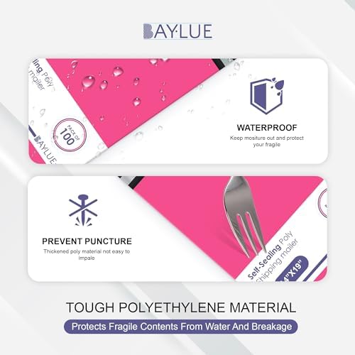 Hot Pink Poly Mailers 19x24, Shipping & Mailing Bags, 100 Pack Bulk - Image 4