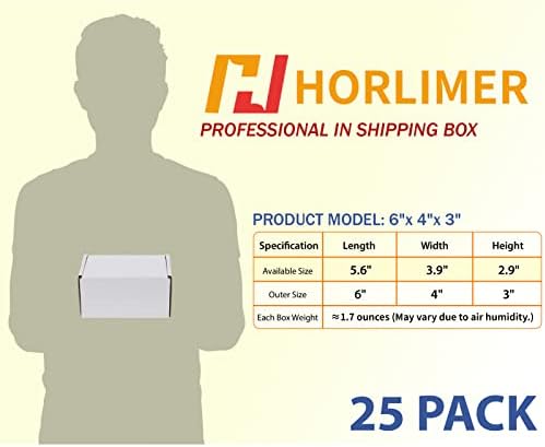 HORLIMER 6x4x3 inches Shipping Boxes Set of 25, White Corrugated Cardboard Box Literature Mailer - Image 2