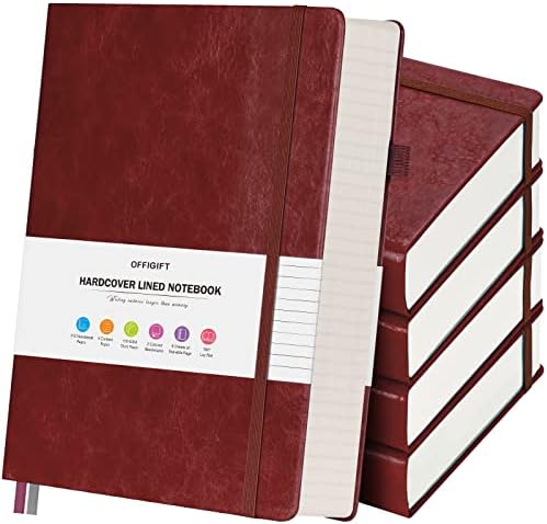 5 Pack College Ruled Notebook Bulk, A5, 312 Numbered Page Thick Journal Set by OFFIGIFT