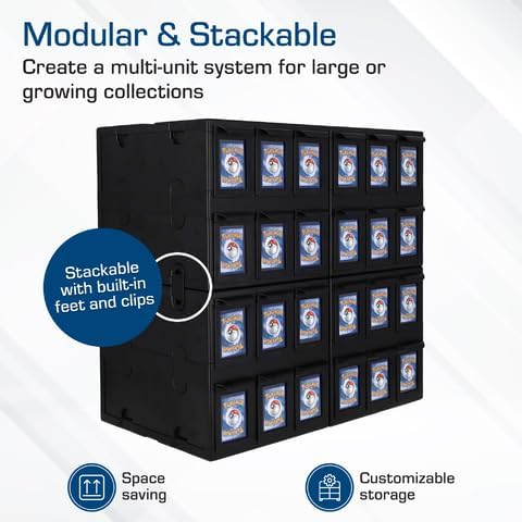 BCW 6 Drawer Card Catalog - Black | Stackable Trading Card Organizer Box | Holds Sports Cards, Gaming Cards, Toploaders & Magnetics | Heavy-Duty Black Plastic Storage with Dividers - Image 5