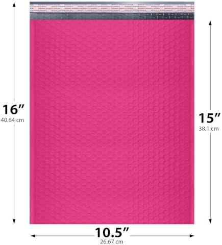 Hot Pink Bubble Mailers 10.5x16, Poly Padded Envelopes #5, 200 Pack - Image 2