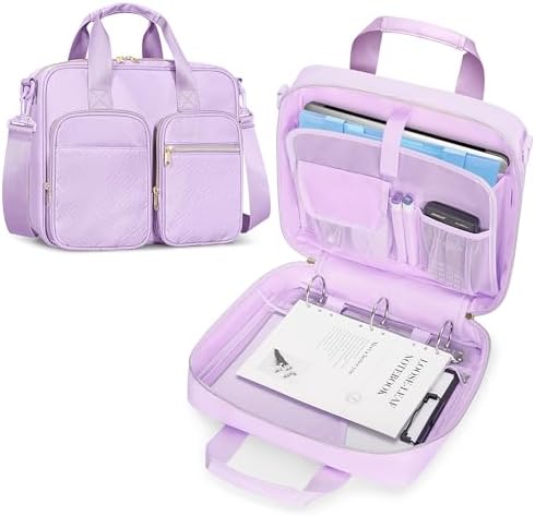 3 Ring Zipper Binder, 2 Inch Ring Binder Organizer Bag with Strap by Prokva