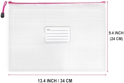 BOPART 24pcs Mesh Zipper Pouch Puzzle Bags 13.4x9.4 Inches A4 Plastic Zip File Bag with Label Pocket for Office Supplies, Board Game Storage Bags for Organizing - Image 2