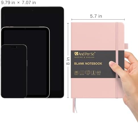 &And Per Se Blank Sketch Notebook, A5 Hardcover, 160 Pages 100gsm Thick Paper, Unlined Journal for Drawing, Doodling, Hand Lettering – Creative Gift for Artists, Designers, Writers (Pink) - Image 2