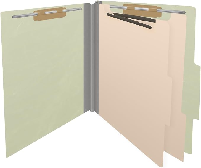 25 Pt. Pressboard Classification Folders, 2/5 Cut ROC Top Tab, Letter Size, 2 Dividers, Light Green (Box of 10) - Image 4