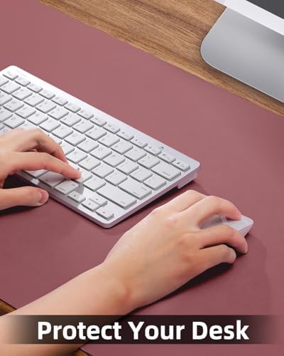 Leather Desk Pad Protector, Large Desk Mat, Mouse Pad, Non-Slip PU Leather Desk Blotter,Desk Cover mat,Desk mat for Keyboard and Mouse,Mat for Office&Home (Rose Purple, 48" x 17") - Image 3