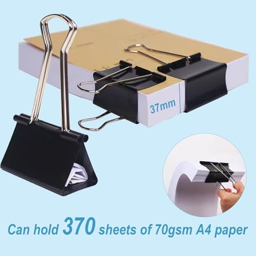 3 Inch Extra Large Binder Clips (24 Pack), Black Jumbo Binder Clips, Heavy Duty Paper Clamps, Big Metal Paper Clips for Office, Home, School, Art Supplies - Image 4