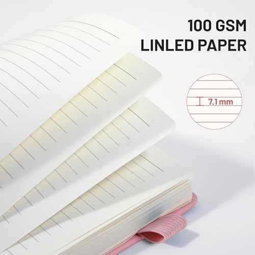 CAGIE Pink Journal Notebook for Women Leather Journaling Diary Daily, A5 - Image 4