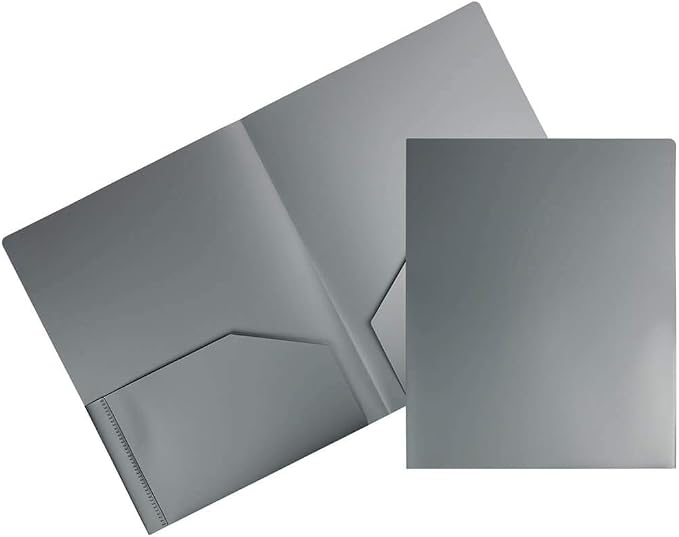 JAM PAPER Heavy Duty Plastic 2 Pocket Extra Tough School Folders - Silver - 6/Pack by JAMPaper