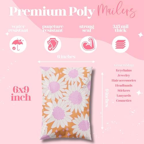 Pretty Package Store Poly Mailer 6x9, Pink Blooms Flowers, 100 Pack - Image 3