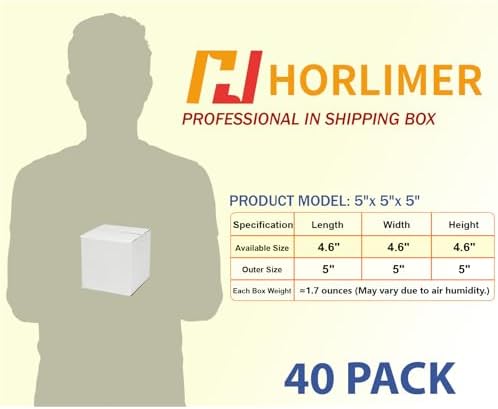 HORLIMER 40 Pack 5x5x5 Shipping Boxes, White Corrugated Cardboard Box for Mailing, Packaging, Small Business - Image 2