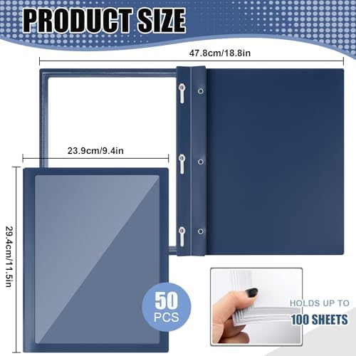 Teling 50 Pcs Report Covers with 3 Prong Presentation Folders, Navy Blue - Image 2