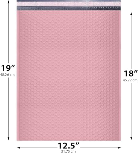 Light Pink Bubble Mailers 12.5x19 Poly Padded Envelopes #6, 20 Pack - Image 2