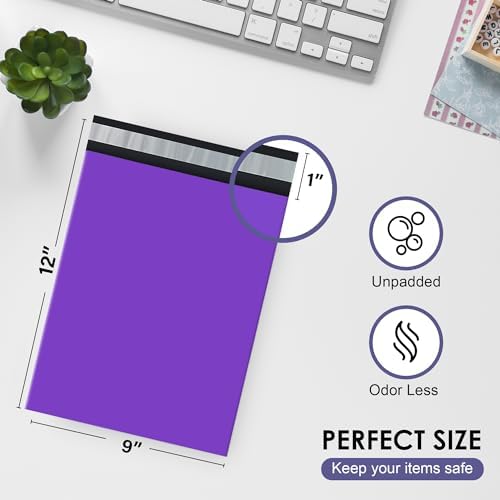 Purple Poly Mailers 9x12, Self Seal Shipping & Mailing Bags, 1000 Pack Bulk - Image 2