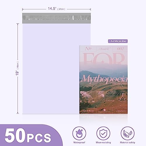 Metronic Large Poly Mailers 14.5x19 50PC Clothes Shipping Bags Lilac Purple - Image 2