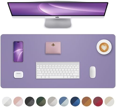 Leather Desk Pad Protector, Purple Desk pad, Office Desk Mat, Non-Slip PU Leather Desk Blotter, Laptop Desk Pad, Waterproof Desk Writing Pad for Office and Home (Light Purple, 31.5" x 15.7") by AFIING