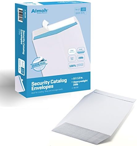 Aimoh 9 x 12 Self-Seal Security White Envelopes 9x12 Large Envelopes 100ct - Image 7