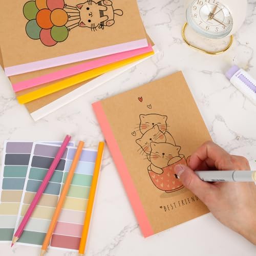 EOOUT 5 Pack A5 Composition Notebook, Kraft Lined Journal Bulk with Pink Spine, 5 Colors, 60 Pages for Women Girls Kids, School Office Supplies - Image 3