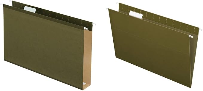 Pendaflex Extra Capacity Reinforced Hanging File Folders, 2", Legal Size, Standard Green, 1/5 Cut, 25/BX (4153x2) & Recycled Hanging Folders, Legal Size, Standard Green, 1/5 Cut, 25/BX (81622) by Unknown
