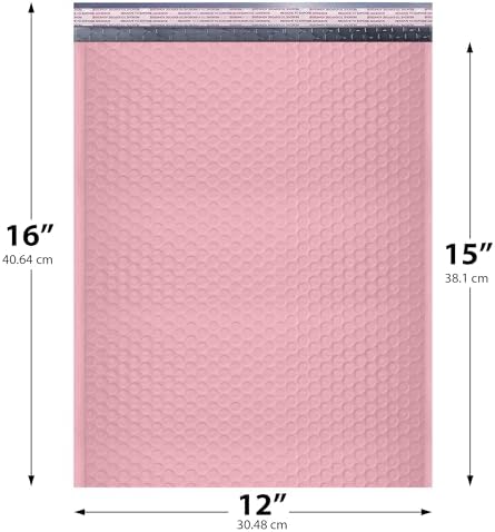 Light Pink Bubble Mailers 12x15, Self Seal Poly Padded Envelopes, 100 Pack - Image 2