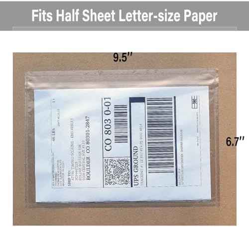 BEUYI Clear 9.5'' x 6.7'' Packing List Envelopes, Adhesive Shipping Label Pouches/Sleeves, Easily Fits Half of Letter-Size Paper (120 Pack) - Image 3
