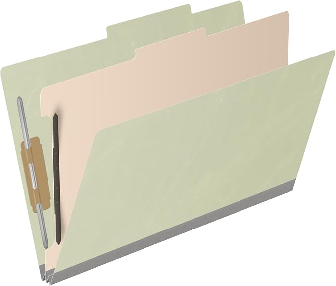25 Pt. Pressboard Classification Folders, 2/5 Cut ROC Top Tab, Legal Size, 1 Divider, Light Green (Box of 10) - Image 2
