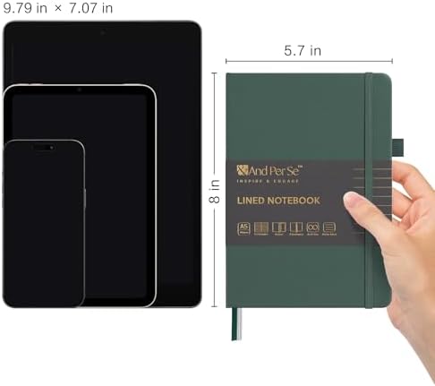 &And Per Se Lined Notebooks 3-Pack Gift Set, A5 Hardcover Journals, 160 Pages 100gsm Thick Paper, 3 Assorted Colors (Brown, Blue, Green) - Image 2