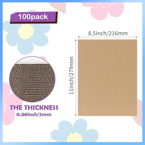 RLAVBL 100 Pack 8.5x11 Corrugated Cardboard Sheets, Flat Cardboard Inserts for Shipping, Mailing, Packing, DIY Crafts - Image 2