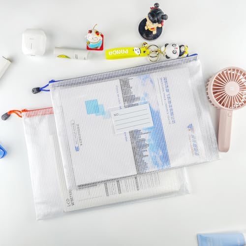 BOPART 24pcs Mesh Zipper Pouch Puzzle Bags 13.4x9.4 Inches A4 Plastic Zip File Bag with Label Pocket for Office Supplies, Board Game Storage Bags for Organizing - Image 6