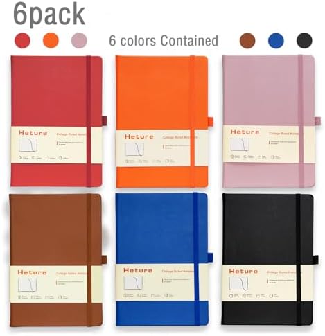 Heture Hardcover Notebooks, 6 Packs A5 Lined Journals Notebook for Writing 160 Pages, 8.2 x 5.5 inch, 6 Colors Classic Ruled Notebooks for College/Work/Travel (Assorted Color, 6 Pack) - Image 5