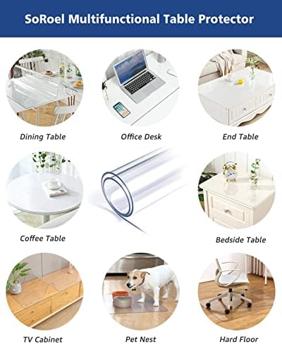 20X72 Inch Clear PVC Table Protector Cover for Dining Room Coffee Table Protective Pad Plastic Vinyl Tablecloths Rectangular 1.5mm Thick Transparent Furniture Surface Protector Heavy Duty - Image 6