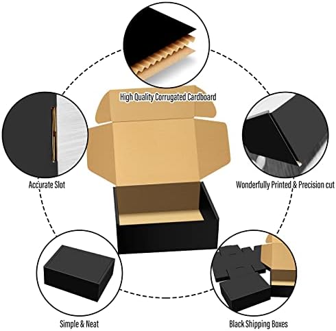 BoShahai 30 Pack 8x6x3 inch Black Shipping Boxes, Corrugated Cardboard - Image 6