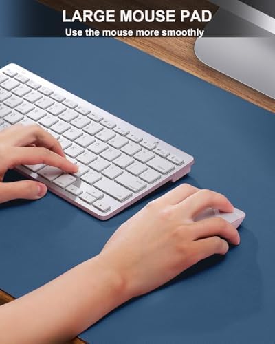 Desk mat Large, Leather Desk Pad Protector,Office Desk Mat,Mouse Pad, Non-Slip Desk Blotter, Laptop Desk Pad, Waterproof Desk Writing Pad for Office&Home (Grey Blue, 48" x 24") - Image 3