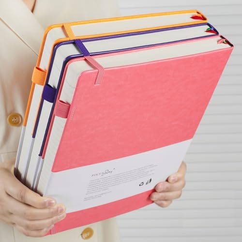 FOCUS DAY Lined Journal Notebook for Women/Men Writing Work, 320 Pages A4 Large Notebook notepads 8.5 x 11 for Note Taking, Hardcover Leather Journal, 100Gsm Thick Paper, Pink - Image 7