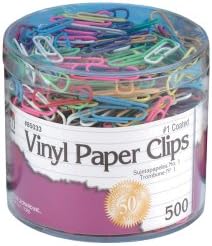 Charles Leonard Vinyl Coated Paper Clips, Size #1, Assorted Colors, 500/Box (85033) by CharlesLeonard