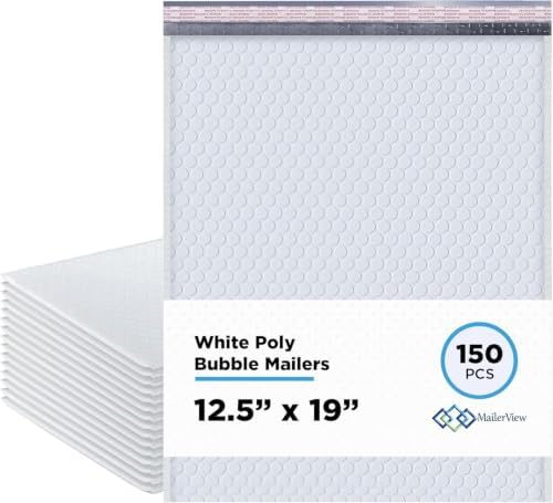 White Bubble Mailers 12.5x19, Self Seal Poly Padded Envelopes #6, 150 Pack by MAILERVIEW