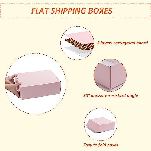 HORLIMER 12x9x4 inches Shipping Boxes Set of 20, Pink Medium Corrugated Cardboard Gift Mailer Box - Image 3