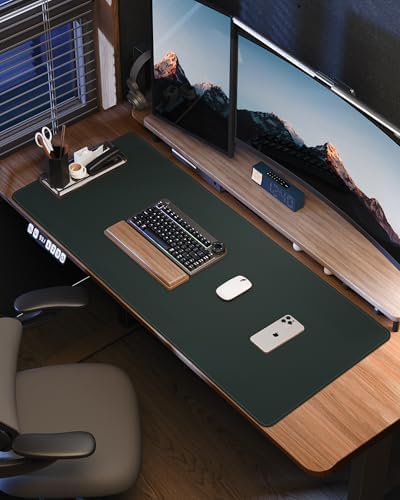Leather Desk Pad Protector - 48" x 17" Non-Slip PU Leather Large Mouse Pad, Waterproof Desk Blotter Mat for Office and Home (Dark Green) - Image 7