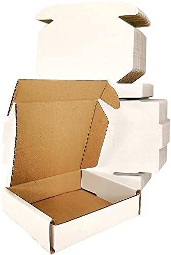 50 pack Small Shipping Box,4x4x1'',Corrugated Mailer,Wonfer Cardboard Box, White - Image 6