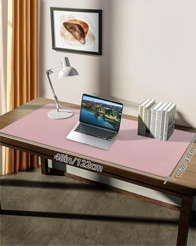 Leather Desk Pad Protector, Large Desk Mat, Mouse Pad, Non-Slip PU Leather Desk Blotter,Desk Cover mat,Desk mat for Keyboard and Mouse,Mat for Office&Home (Rose Pink, 48" x 17") - Image 7
