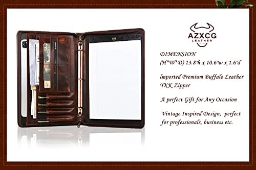 Personalized Genunie Leather Portfolio Binder, Customized Leather Portfolio for Men,Business Portfolio Organizer for A4 Size Notepad, Customized Gift - Image 6