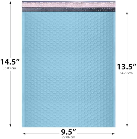 Light Blue Bubble Mailers 9.5x14.5 Poly Padded Envelopes #4 200 Pack - Image 2