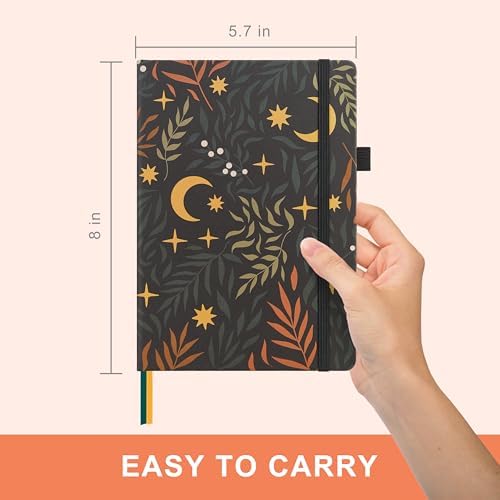 &And Per Se Dotted Journal Notebook, A5 Hardcover Aesthetic Dotted Notebook – 160 Pages 100gsm Thick Dot Grid Paper, 3 Sticker Sheets – Gift-Ready Journaling Kit for Women (Lunar Leaf) - Image 2