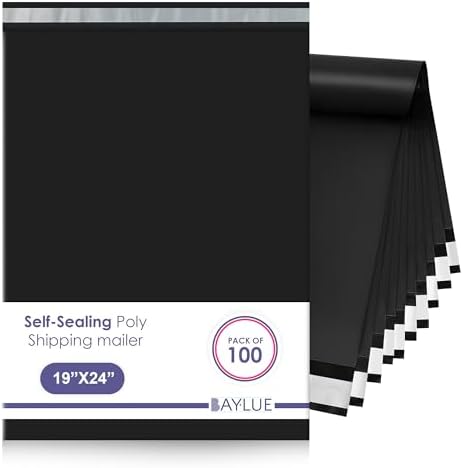 Black Poly Mailers 19x24, Self Seal Shipping & Mailing Bags, 100 Pack Bulk by BAYLUE