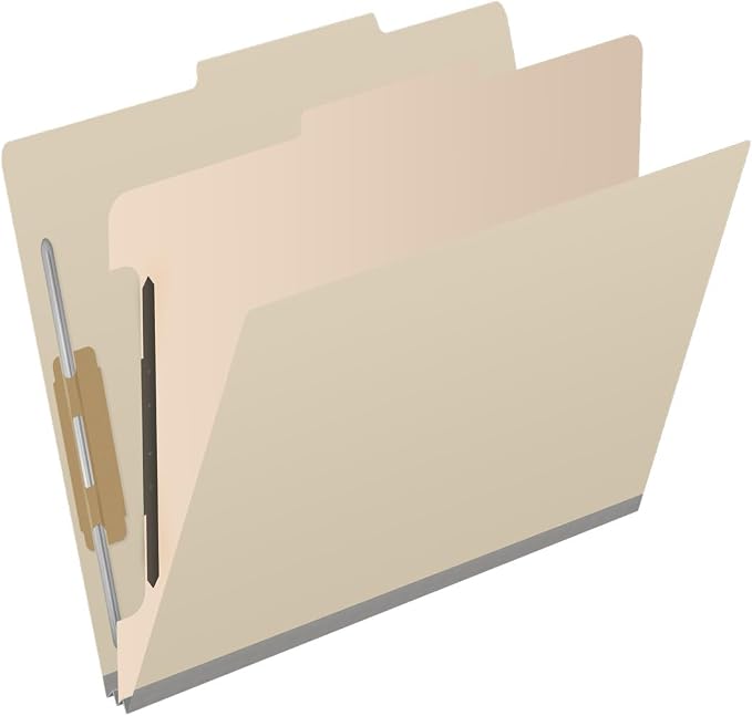 25 Pt. Pressboard Classification Folders, 2/5 Cut ROC Top Tab, Letter Size, 1 Divider, Manila (Box of 10) - Image 2