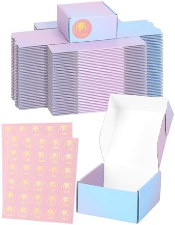 Shipping Boxes 4x4x2 Inch - Set of 45: Small Corrugated Cardboard Boxes - Purple Shipping Boxes for Small Business by TryDrem