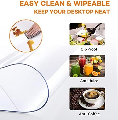 PoPoTo 16x22 Inch New Clear Table Pads for Dining Room Table Set of 2 Transparent Table Cover Protector Heat Resistant Easy Clean Wipeable Desk Mat Clear Plastic Tablecloth Protector 1.5mm Thick - Image 4