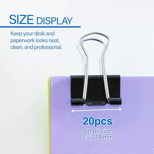 BAZIC Products Small Binder Clips, Black, 3/4 in (19 mm), 20 Ct, 24-Box - Image 2