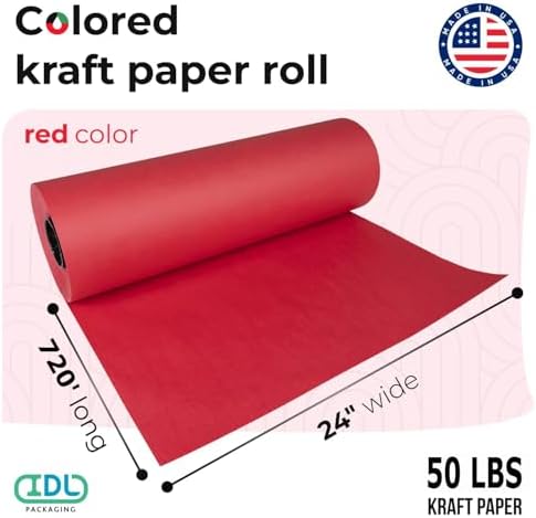 Red Kraft Paper Roll, 24" x 8640" (720 feet) - USA-Made, IDL Packaging - Image 2