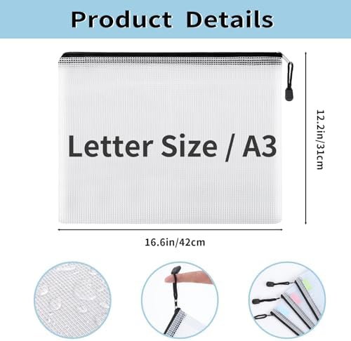 EOOUT 24pcs A3 Mesh Zipper Pouch Bags, Black Reusable Zipper Bags for Organizing Storage, Waterproof Puzzle Bag, Zipper Bags for Board Game Storage and School Office Supplies - Image 2